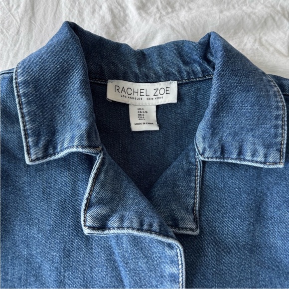 Rachel Zoe Dark Blue Denim Collared Top - Picture 3 of 3
